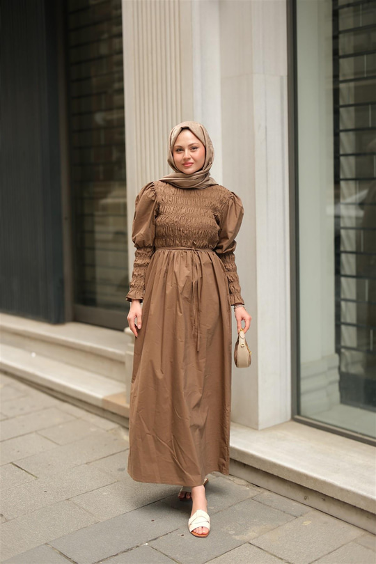 Gipeli Elbise Kahverengi