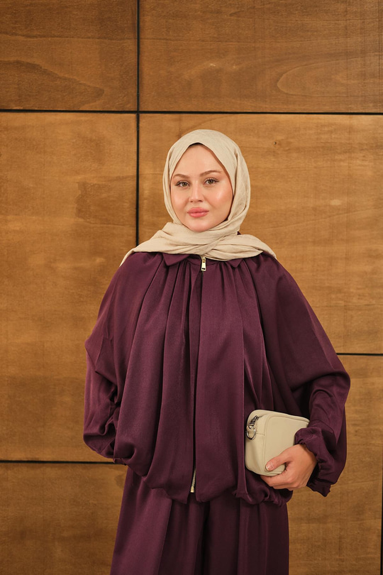 Gizli Fermuar Detay Takım Mürdüm