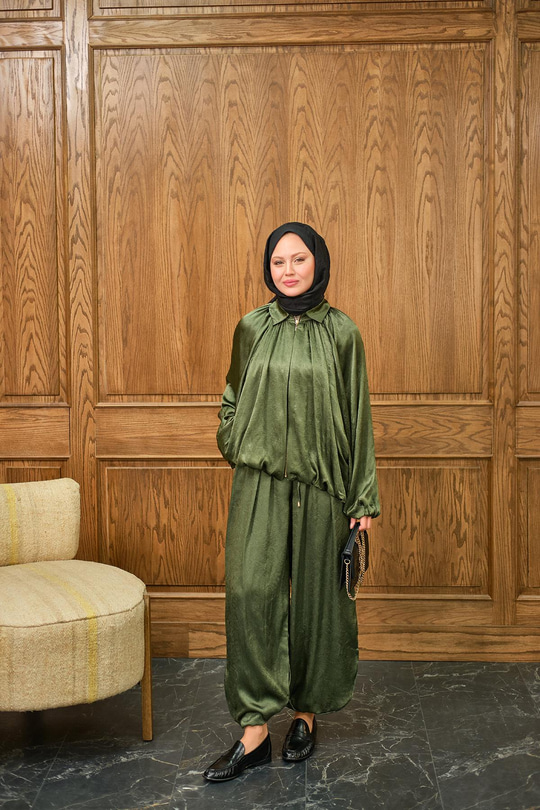 Gizli Fermuar Detay Takım Yeşil