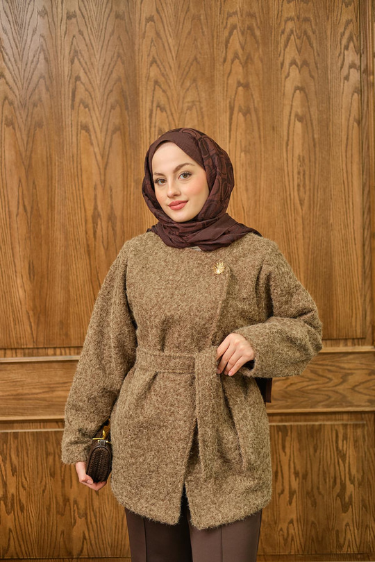 Gold Düğme Detay Ceket Vizon