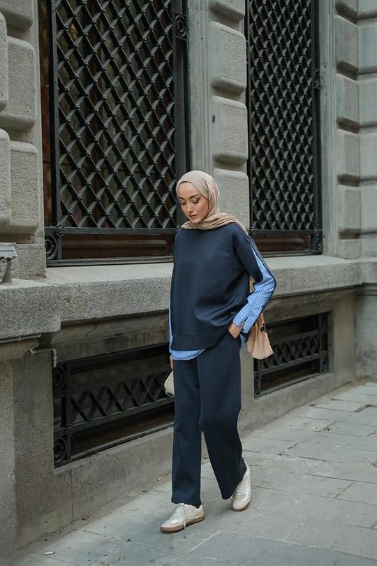 Gömlek Detay İkili Takım Lacivert