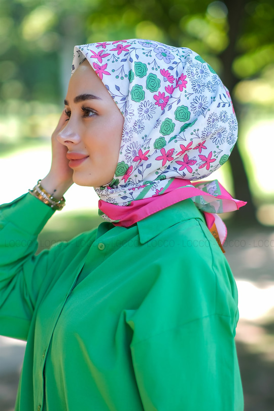 Uygun Fiyatlı GUL DESEN TWIL ESARP PEMBE | Loccomoda.com 