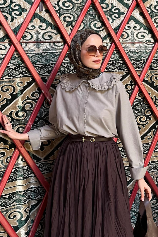 Güpür  Detaylı Gömlek Küf Yeşil