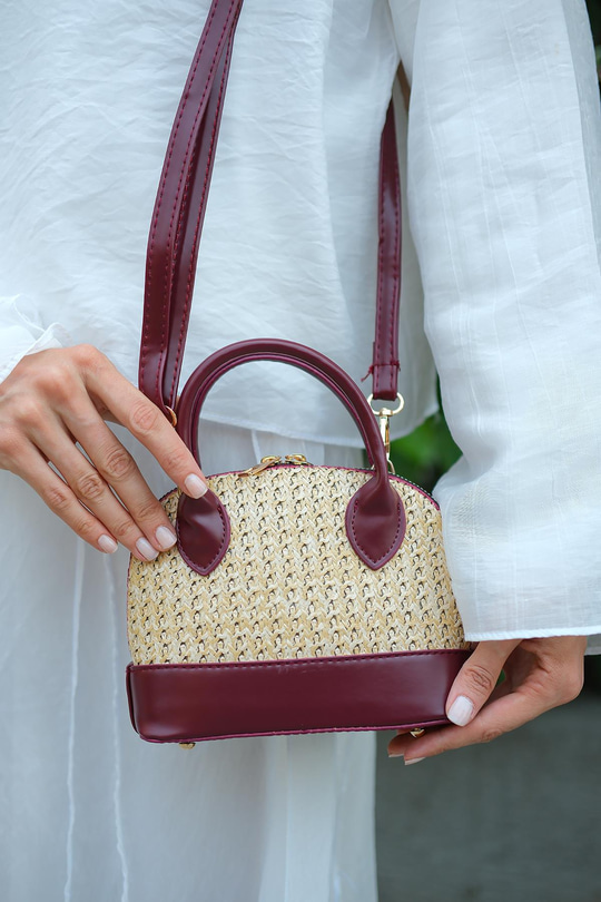 Hasır Çanta Bordo