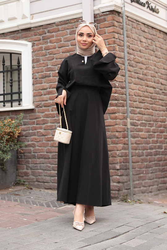 İnci Detaylı Takım  Siyah