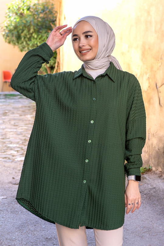 Uygun Fiyatlı KABARTMA DESEN GOMLEK YESIL | Loccomoda.com 