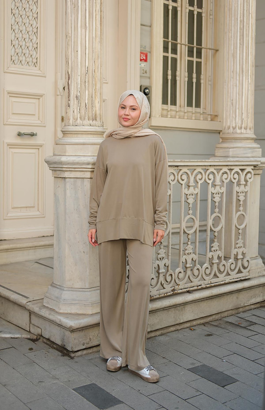 Kaftan Basic Takım Krem
