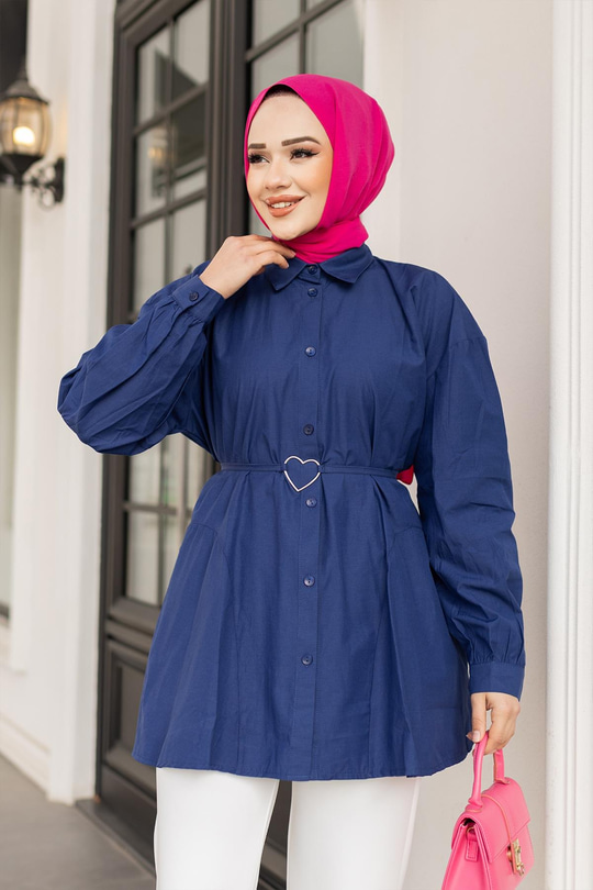 Kalp Aksesuarlı Gömlek  Lacivert