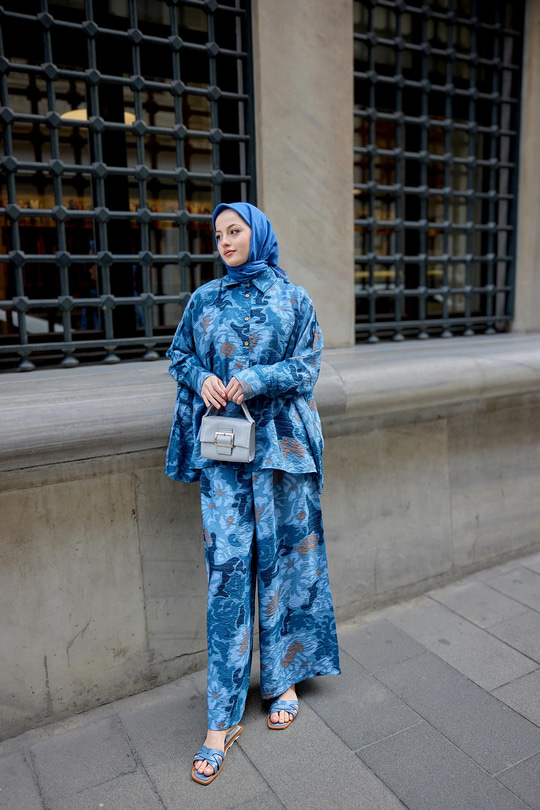 Kamuflaj Desenli Takım Mavi