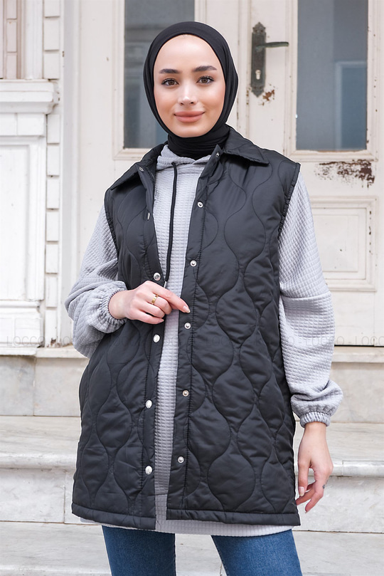 Uygun Fiyatlı KAPITONE YELEK  SIYAH | Loccomoda.com 