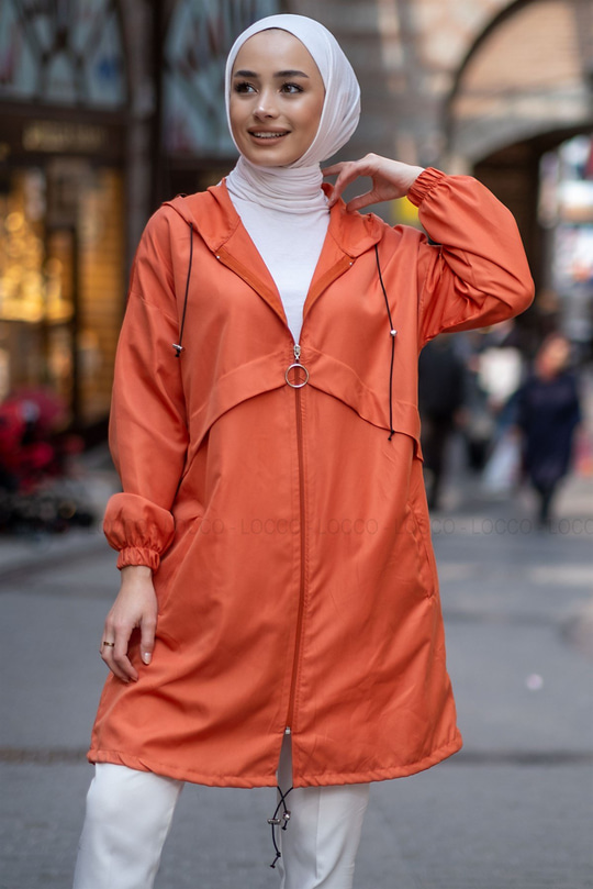 Uygun Fiyatlı KAPSONLU FERMUARLI YAGMURLUK  ORANJ | Loccomoda.com 