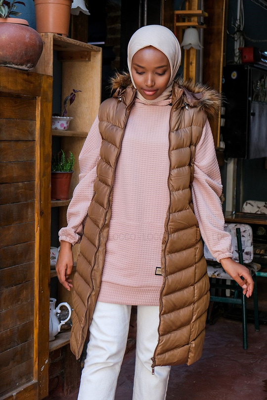 Uygun Fiyatlı KAPSONLU SISME YELEK KAHVERENGI | Loccomoda.com 