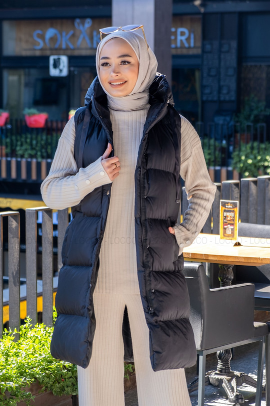 Uygun Fiyatlı KAPSONLU SISME YELEK SIYAH | Loccomoda.com 