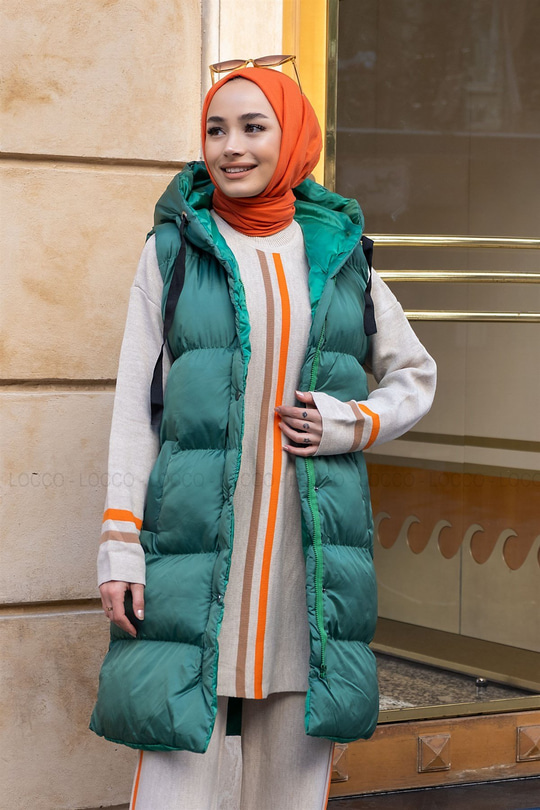 Uygun Fiyatlı KAPSONLU YELEK YESIL | Loccomoda.com 