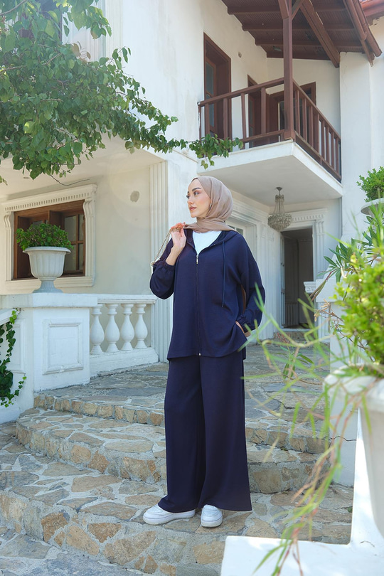 Kapüşonlu İkili Takım Lacivert