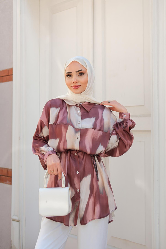 Karışık Desen Gömlek Kahverengi