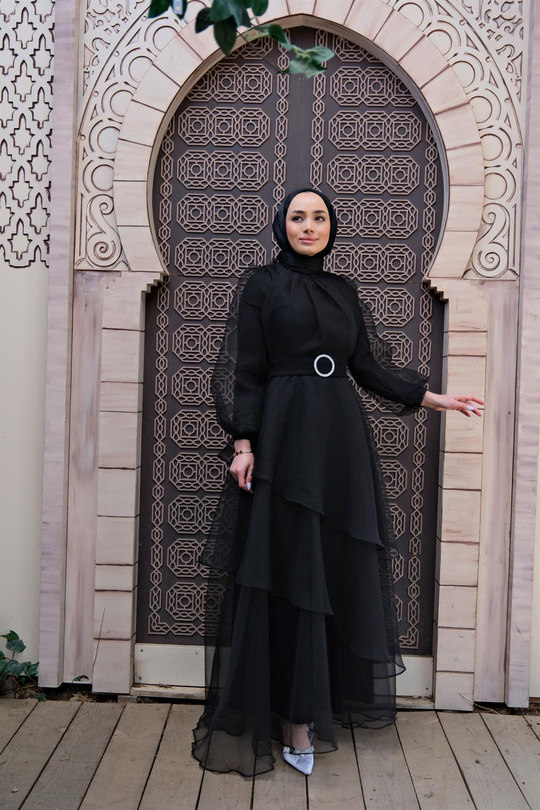 KAT KAT YAKASI TUL DETAY ABIYE SIYAH