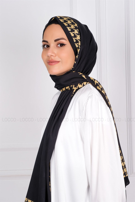 Uygun Fiyatlı KAZ AYAGI DESENLI SAL SIYAH | Loccomoda.com 