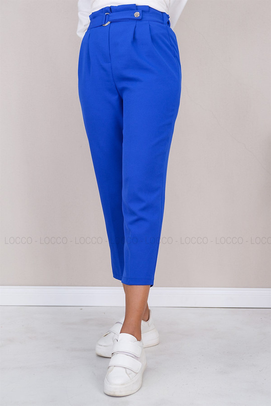 Uygun Fiyatlı KEMER DETAY KUMAS PANTOLON  SAX MAVI | Loccomoda.com 