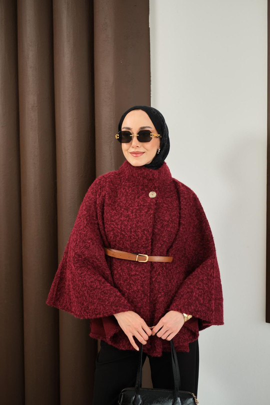 Kemer Detaylı Panço Bordo