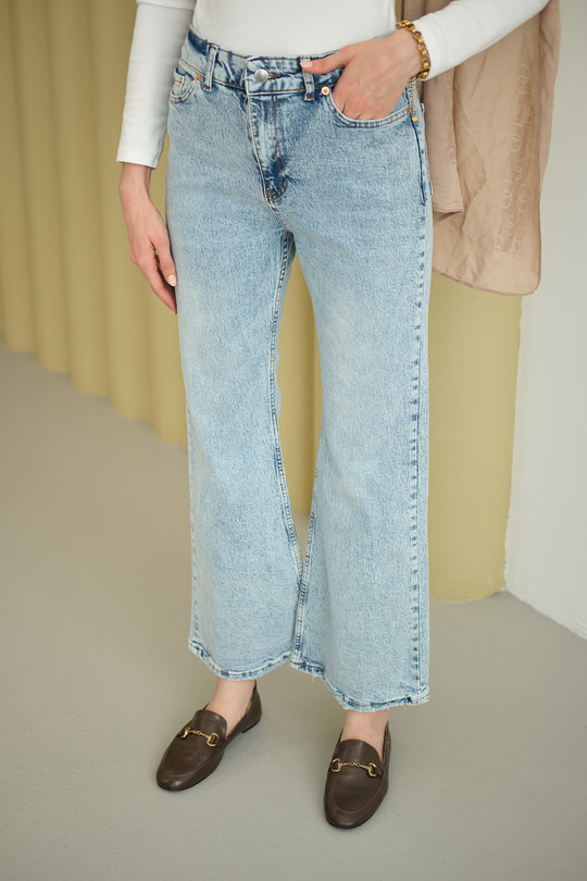 Kemerli Kot Pantolon Buz Mavi