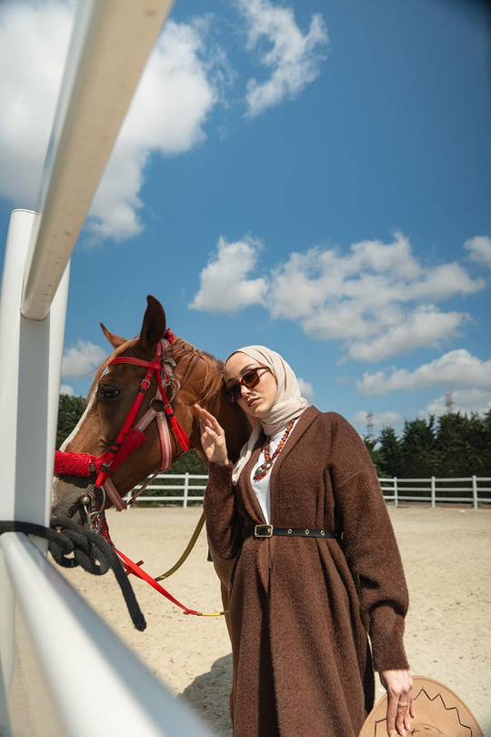 Kemerli Triko Ceket Kahverengi