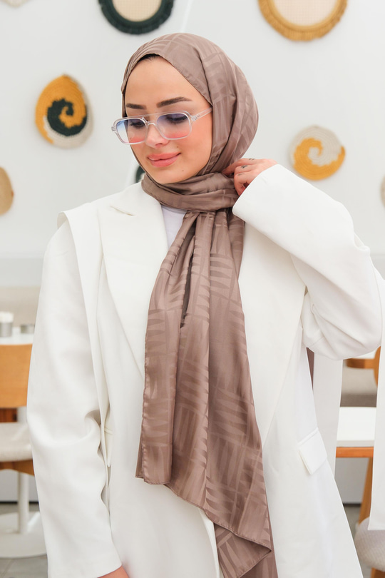 Kibrit Desen Jakar Şal Vizon