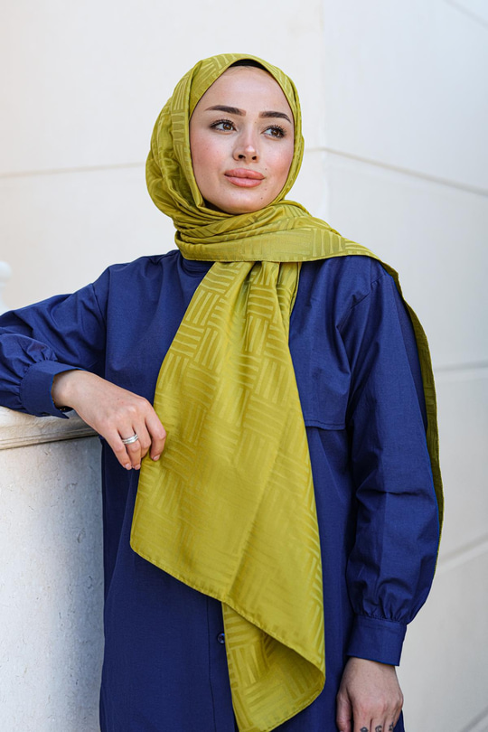 Kibrit Desen Jakar Şal Yağ Yeşil