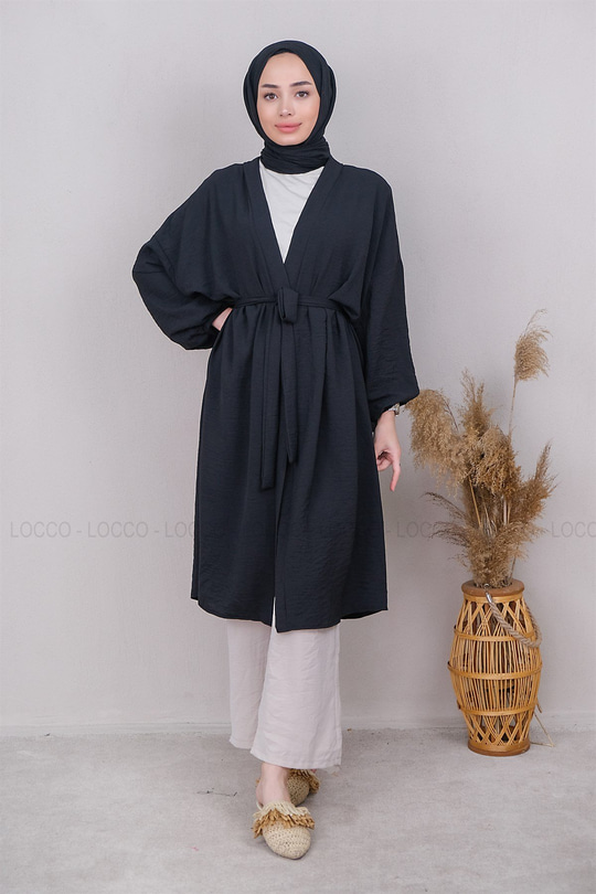 Uygun Fiyatlı KOL BAGCIKLI KIMONO SIYAH | Loccomoda.com 