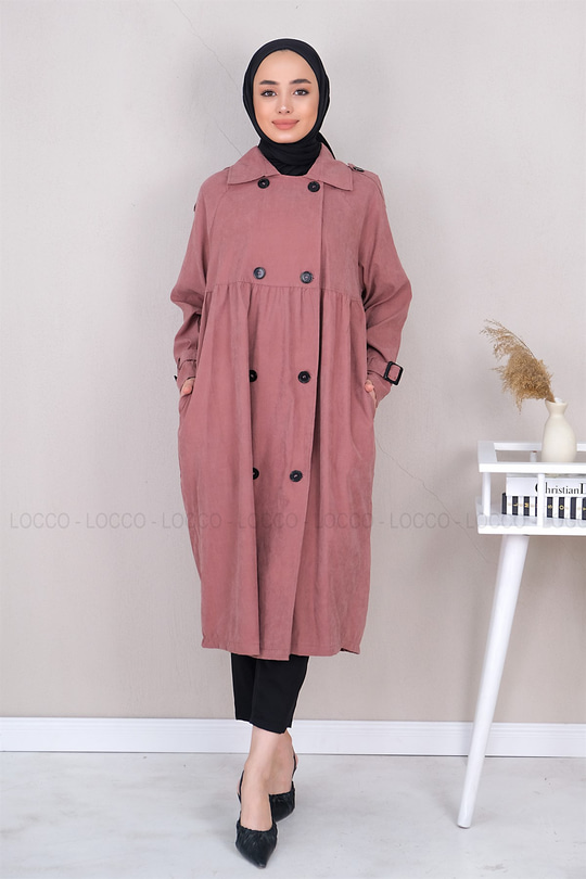 Uygun Fiyatlı KOL KEMER DETAYLI TRENC GUL KURUSU | Loccomoda.com 