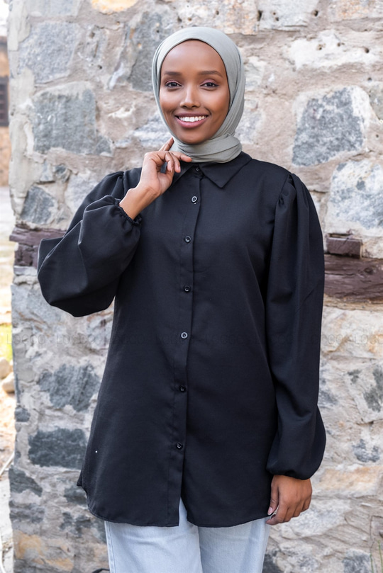 Uygun Fiyatlı KOL LASTIKLI GOMLEK SIYAH | Loccomoda.com 