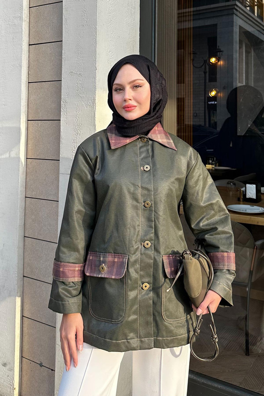 Kolları Apoletli Trenç Koyu Yeşil