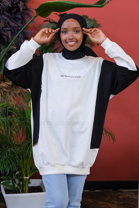 Uygun Fiyatlı KOLU BASKILI SWEAT SIYAH | Loccomoda.com 