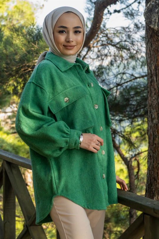 Uygun Fiyatlı KORUK CEPLI SALAS GOMLEK YESIL | Loccomoda.com 