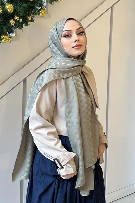 Koza Desen Jakar Şal  Su Yeşil