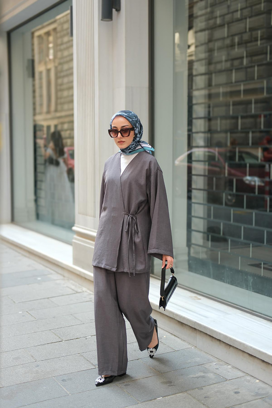 Kruvaze Yaka Takım Antrasit