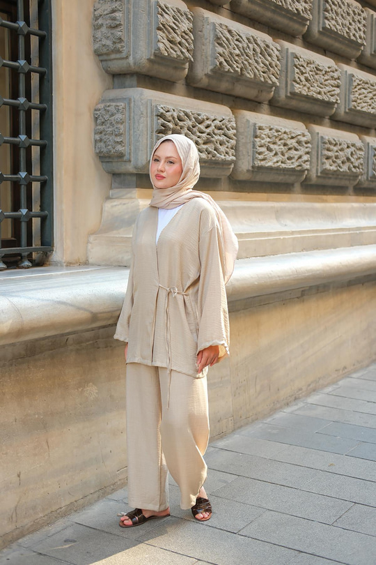 Kruvaze Yaka Takım Vizon