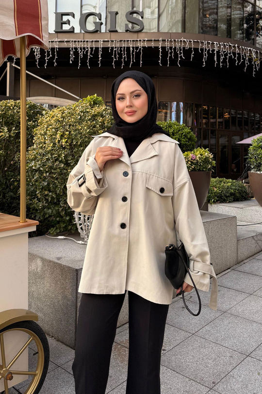 Kruvaze Yaka Trenç Taş