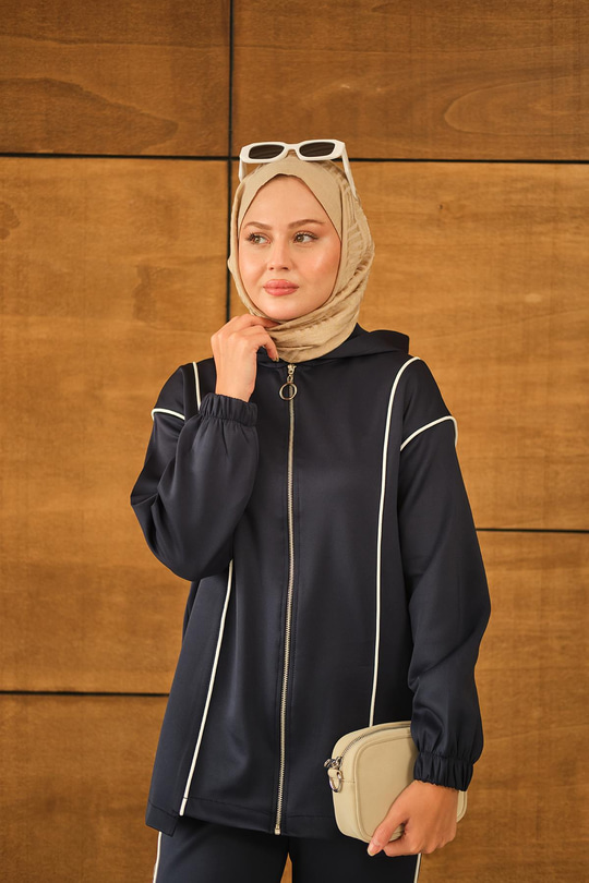 Kup Detay Biyeli Takım Lacivert