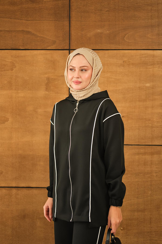 Kup Detay Biyeli Takım Siyah