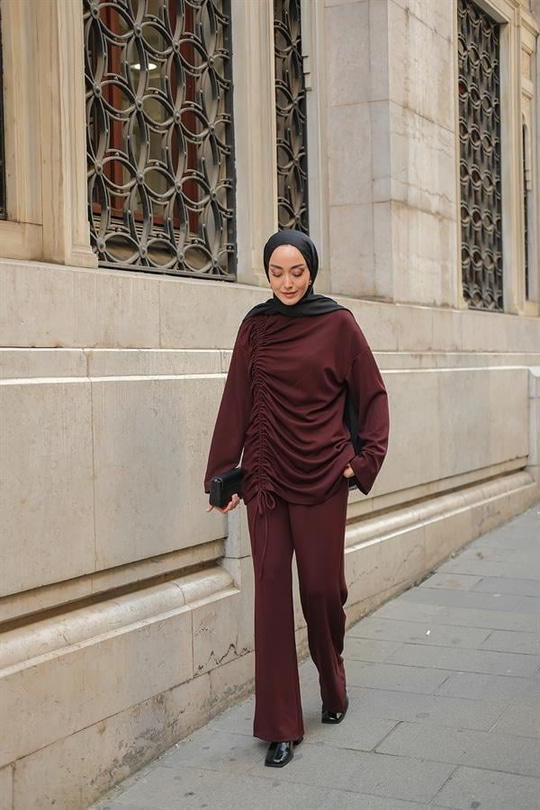 Lastik Detay İkili Takım Bordo