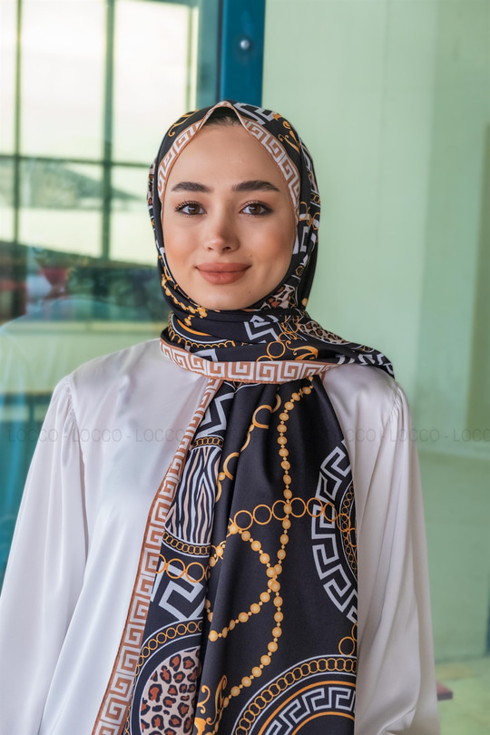 Uygun Fiyatlı LEOPAR ZINCIR DESEN SAL HARDAL | Loccomoda.com 