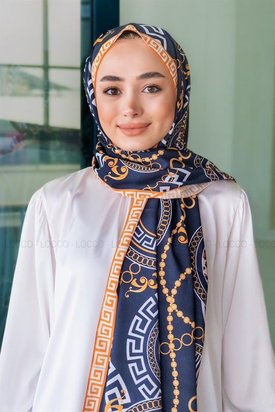 Uygun Fiyatlı LEOPAR ZINCIR DESEN SAL TURUNCU | Loccomoda.com 