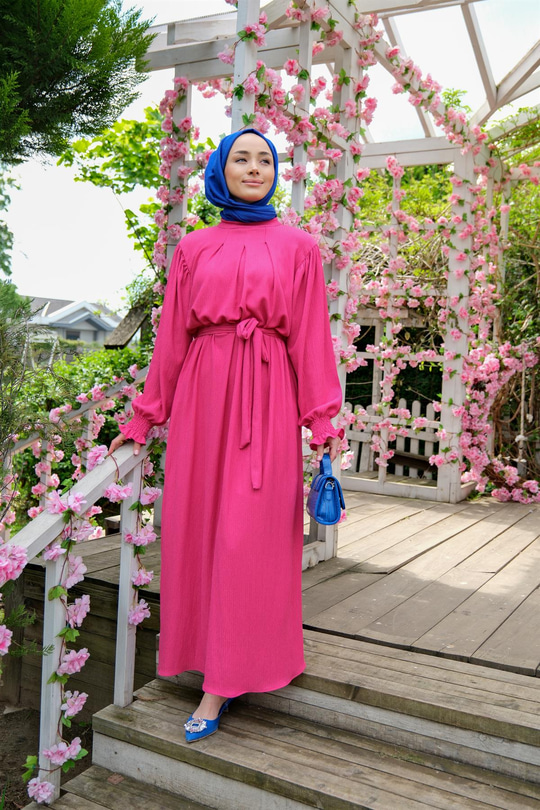 MANSET GIPELI ELBISE FUSYA