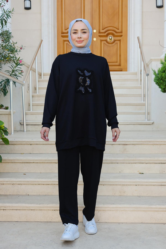 Nakışlı Oysho Takım Siyah