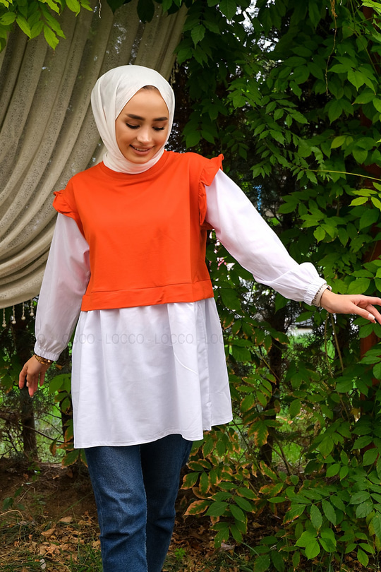 Uygun Fiyatlı OMUZ FIRFIRLI GOMLEK DETAY TUNIK | Loccomoda.com 