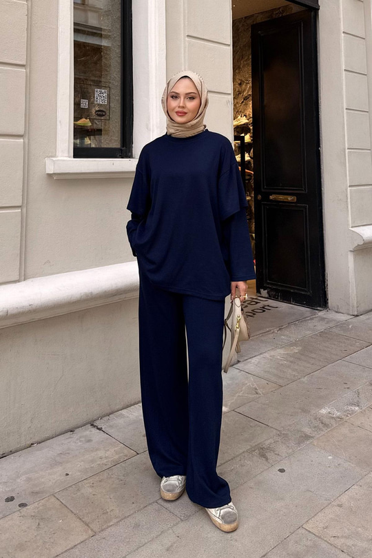 Omuz Parça Detay Takım Lacivert