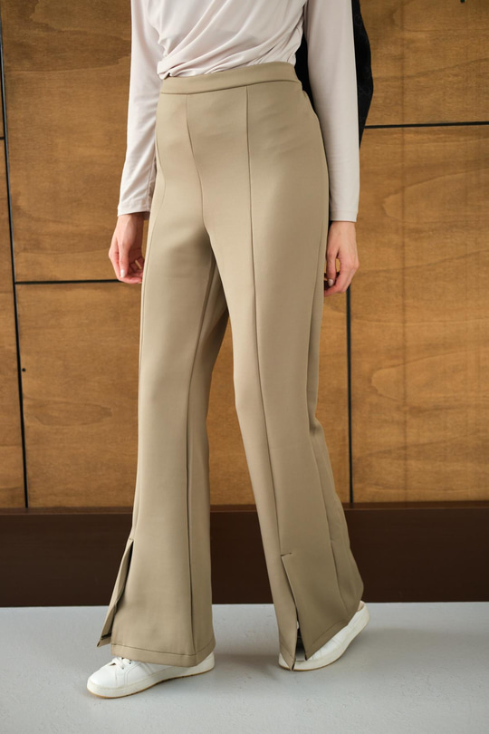 Ön Yırtmaçlı Scuba Pantolon Mint Yeşil