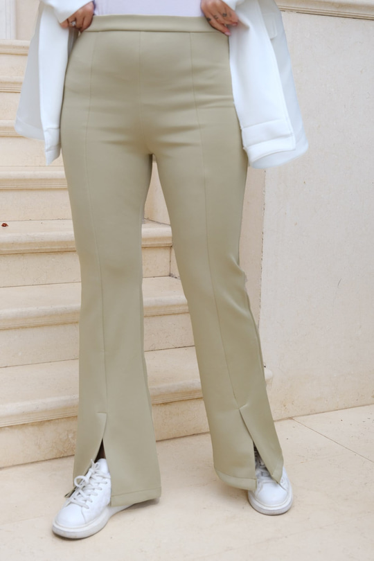 Ön Yırtmaçlı Scuba Pantolon Mint Yeşil