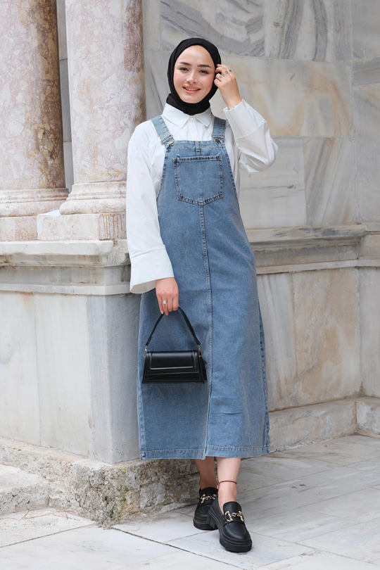 Önü Cepli Slopet Buz Mavi